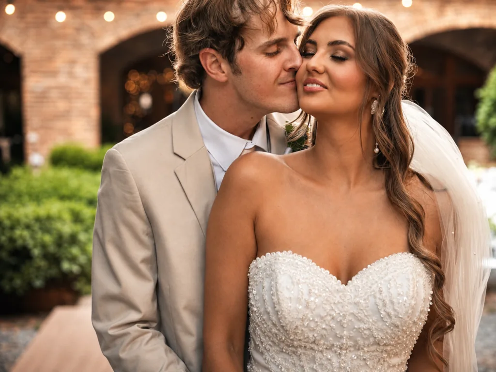 First kiss as newlyweds